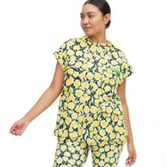 DVF for Target Nylon Packable Yellow Poppy Short Sleeve Hooded Vest - Picture 4 of 6